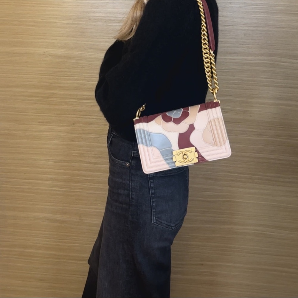 Limited Edition Chanel Small Patchwork Camellia Boy Flap! - Picture 2 of 12